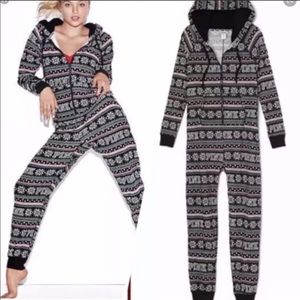 VS Pink Onesie Size XS with soft lined hood